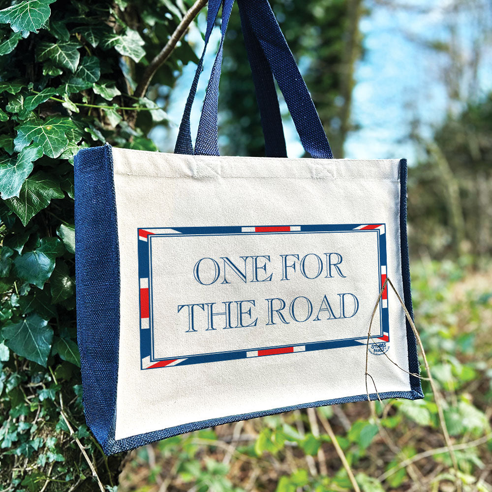 Terribly British One For The Road Cream & Navy Jute Bag