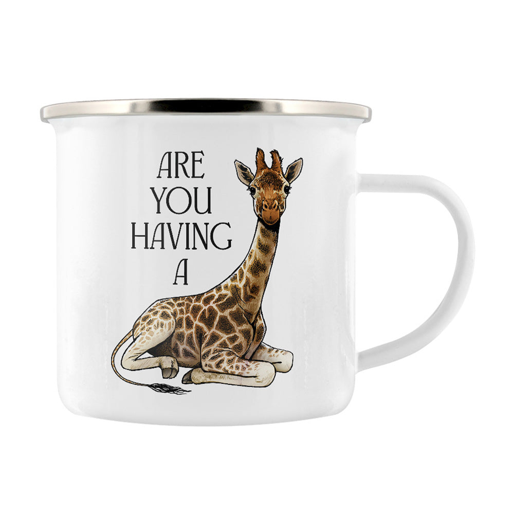 Wild Giggles Are You Having A Giraffe Enamel Mug