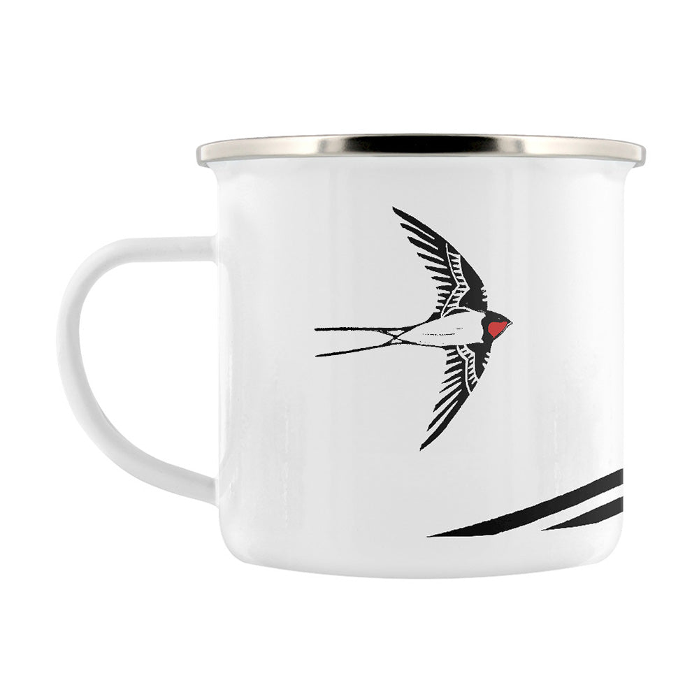 IzziRainey Swallow Lino Enamel Mug