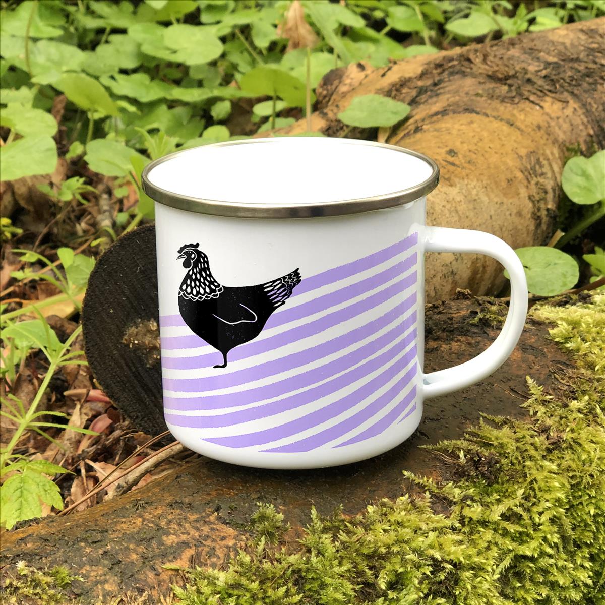 IzziRainey Lilac Chicken Enamel Mug