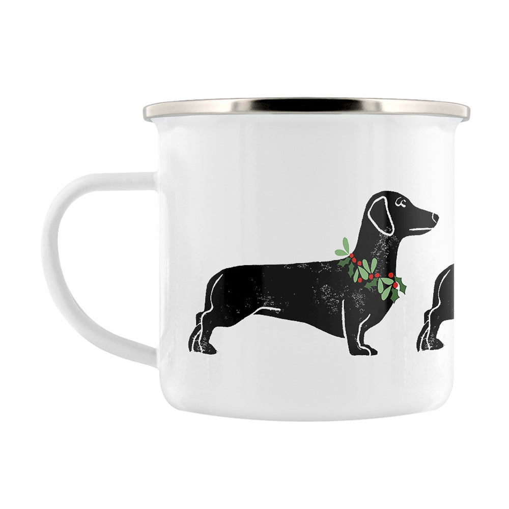 IzziRainey Sausage Dog Christmas Enamel Mug