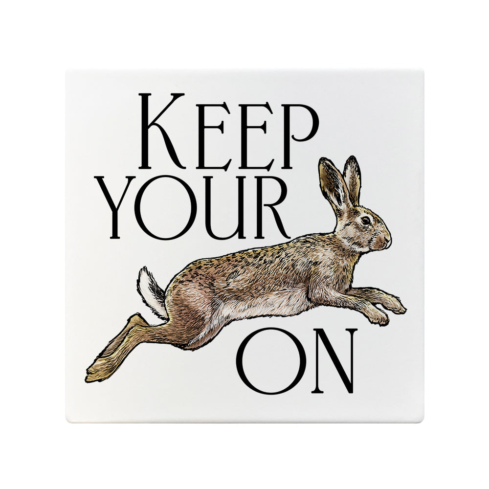 Wild Giggles Keep Your Hare On Ceramic Coaster