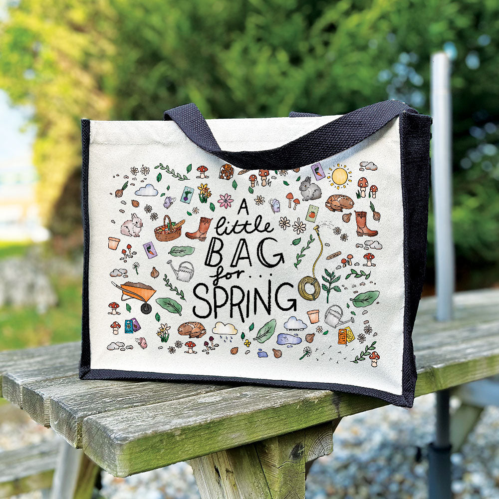 A Little Bag For Spring Cream & Black Jute Bag