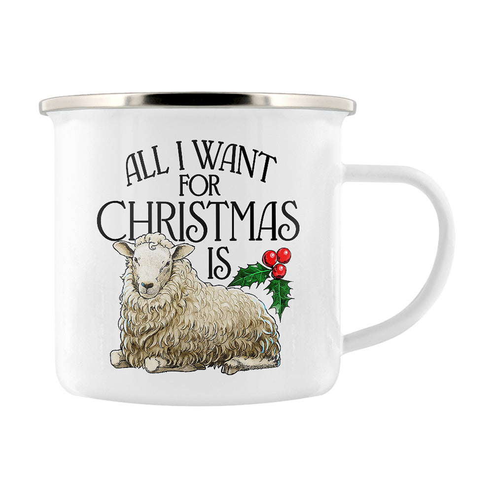 Wild Giggles All I Want For Christmas Is Ewe Enamel Mug