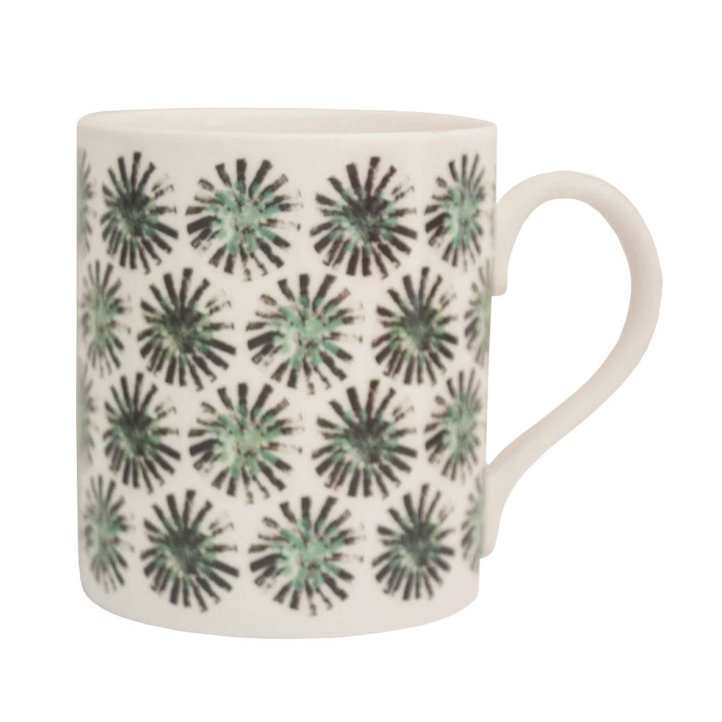 IzziRainey Black Dandelion Repeat Large Bone China Mug -350ml