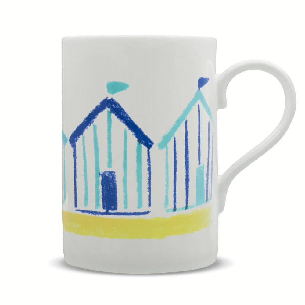 By The Seaside - Beach Huts Stripe Purple/Green Tall Mug