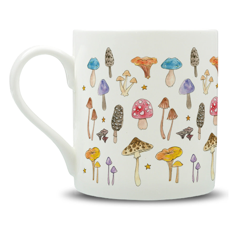 Mushrooms Watercolour Large Bone China Mug - 350ml