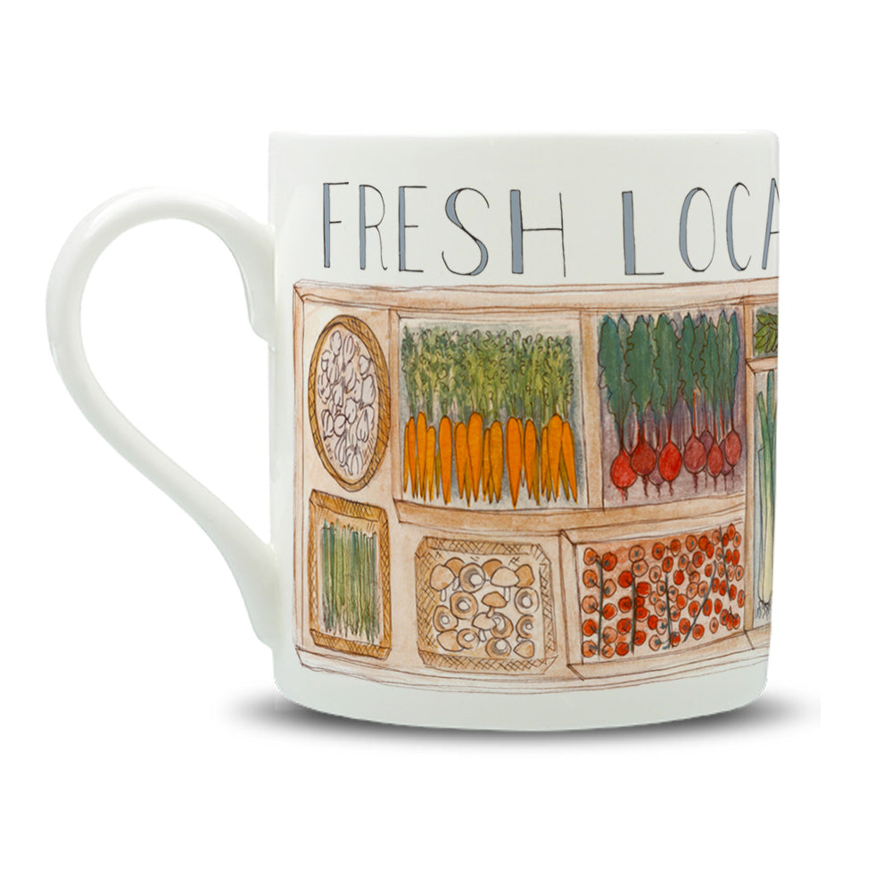 Local Produce Watercolour Large Bone China Mug - 350ml