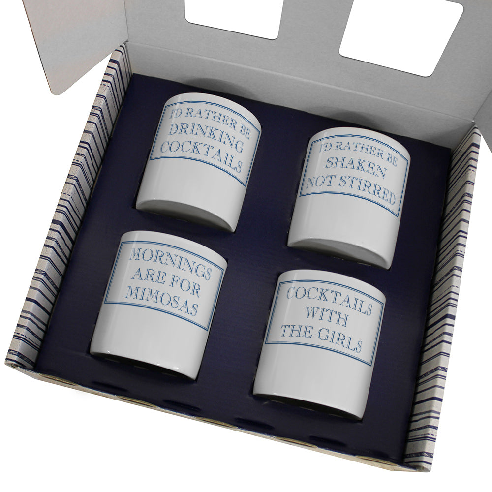 I'd Rather Be Drinking Cocktails 250ml Mug Gift Set - 4 Pack
