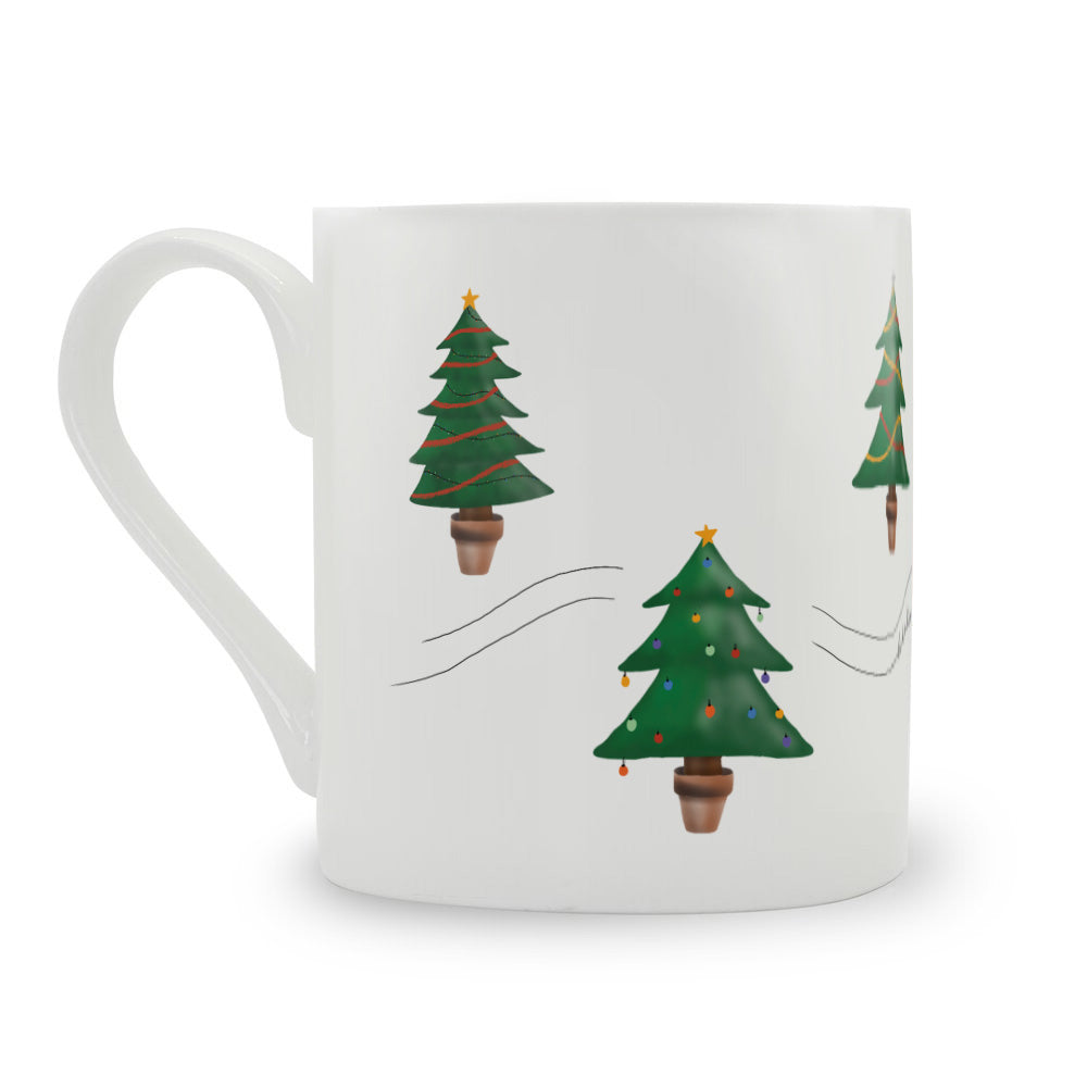 Santa Skiing Large Bone China Mug - 350ml