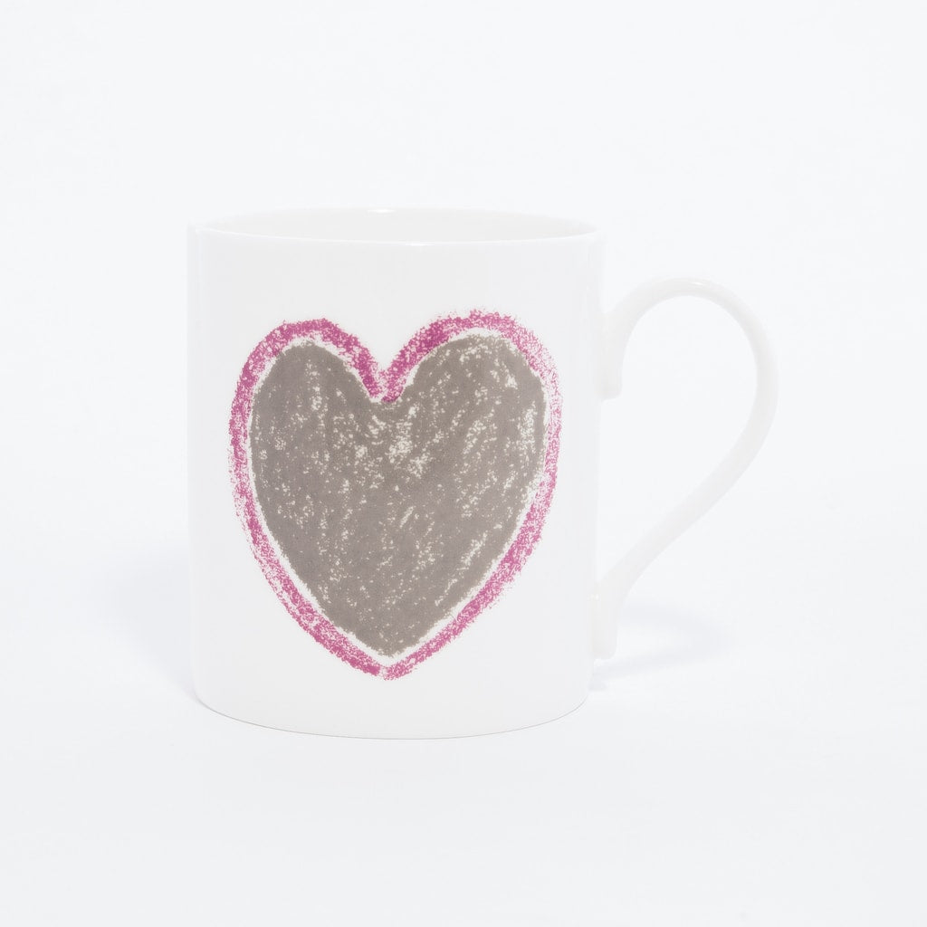 Grey Heart With Pink Border Mug