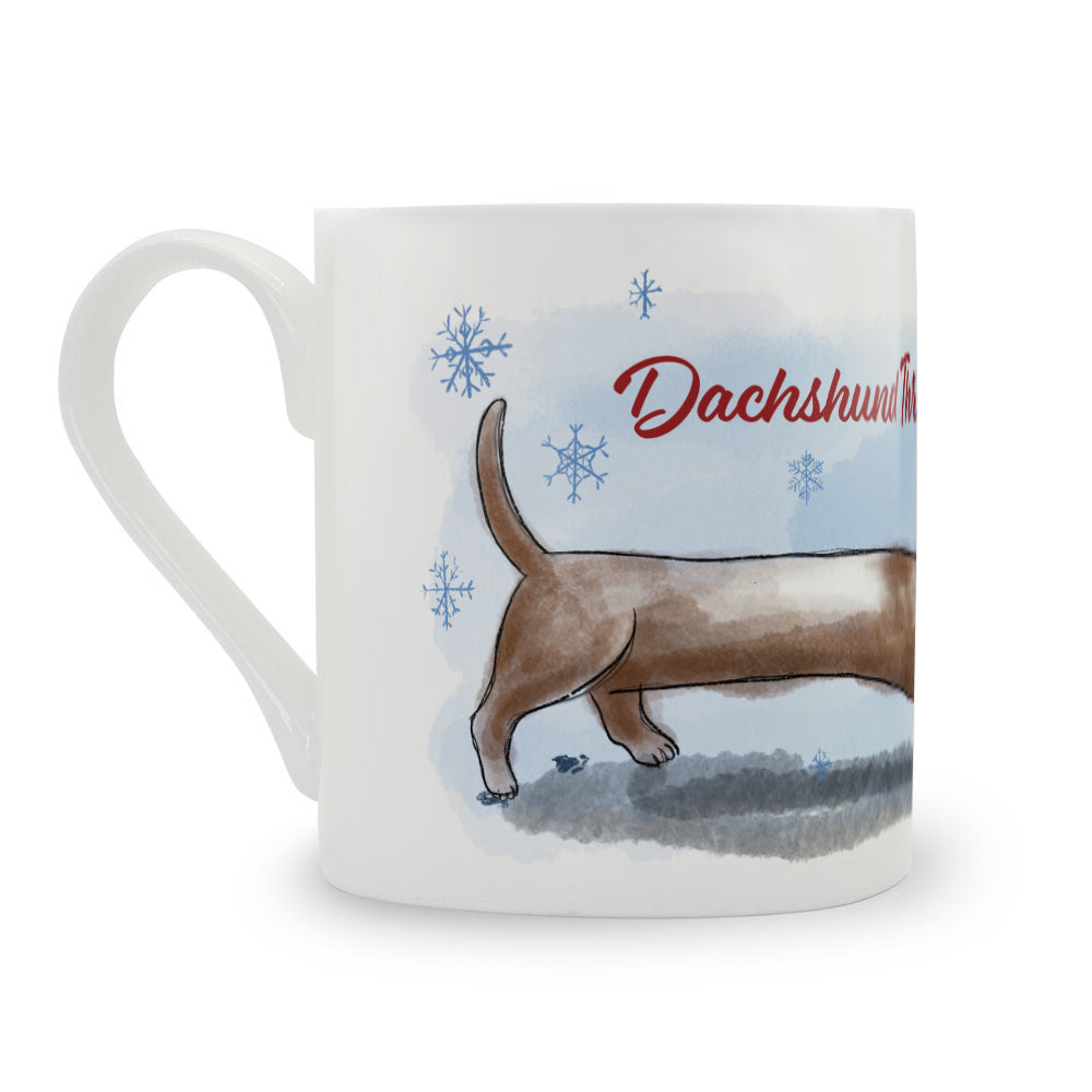 Dachshund Through The Snow Large Bone China Mug - 350ml