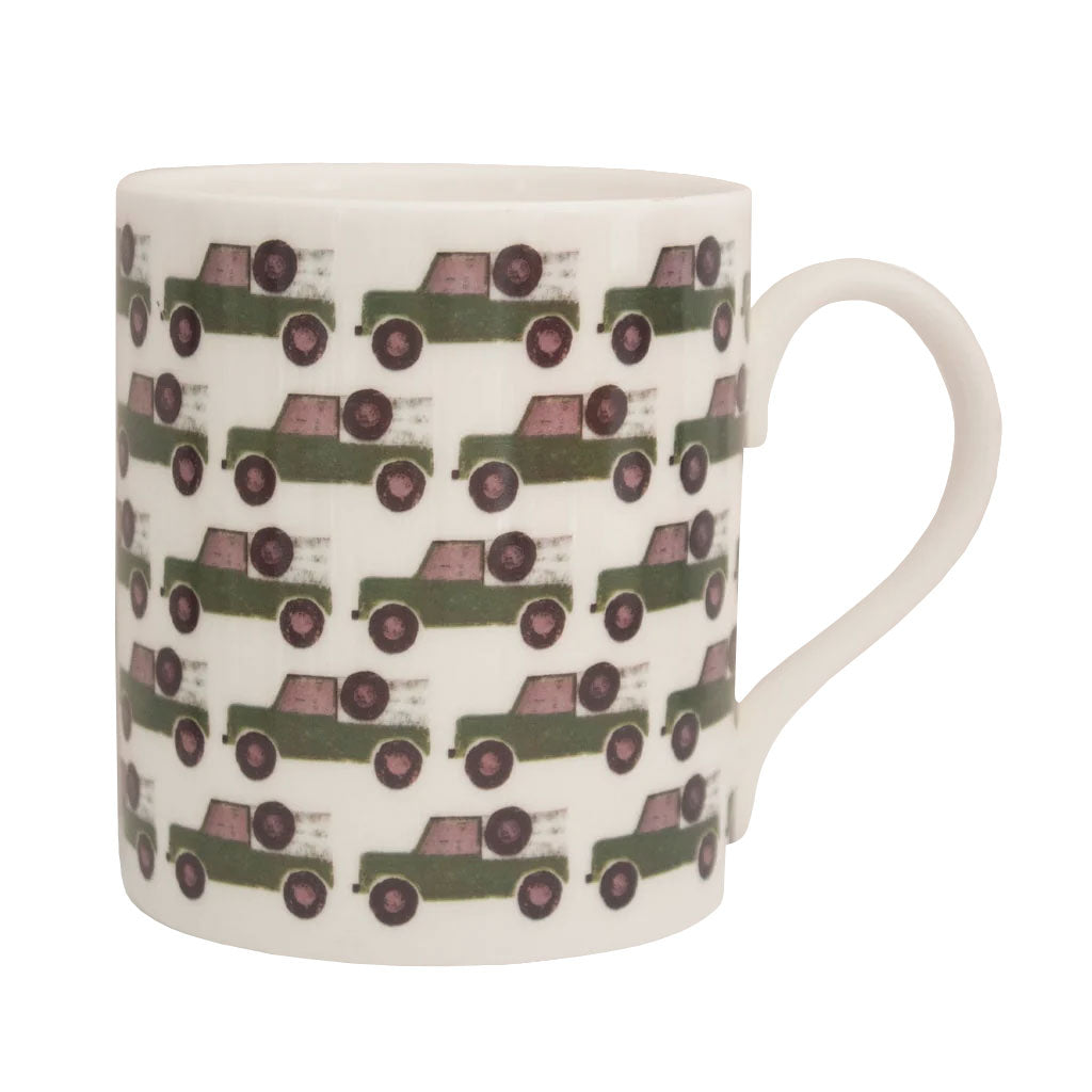 IzziRainey Green Land Rover Repeat Large Bone China Mug -350ml