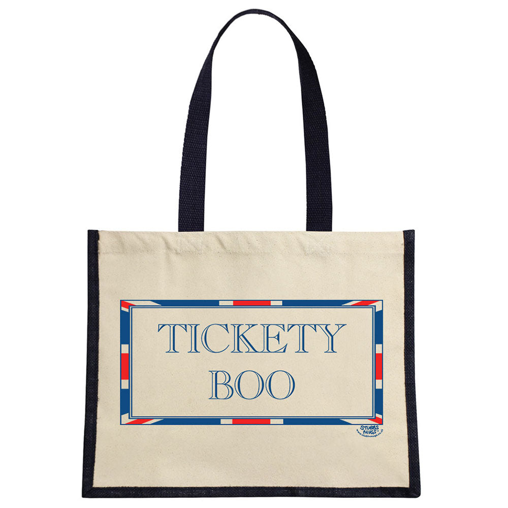 Terribly British Tickety Boo Cream & Navy Jute Bag