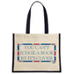 Terribly British You Can't Judge A Book By It's Cover Cream & Navy Jute Bag