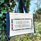 Terribly British One For The Road Cream & Navy Jute Bag