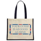 Terribly British Your Guess Is A Good As Mine Cream & Navy Jute Bag