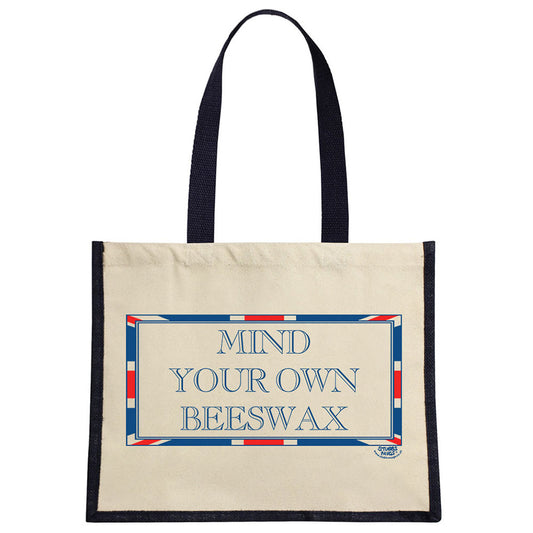 Terribly British Mind Your Own Beeswax Cream & Navy Jute Bag