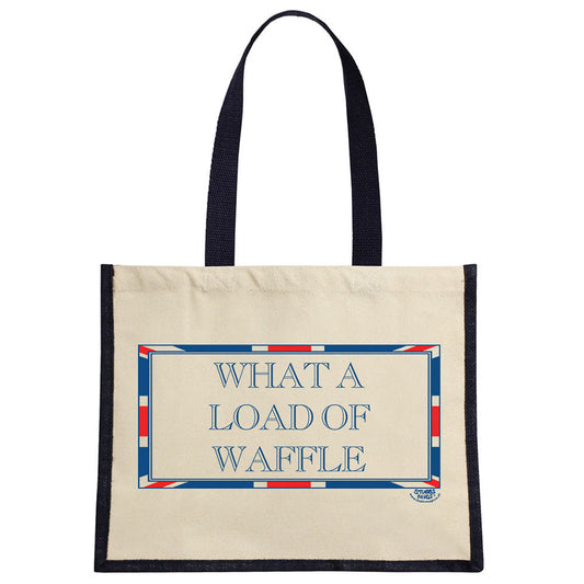 Terribly British What A Load Of Waffle Cream & Navy Jute Bag
