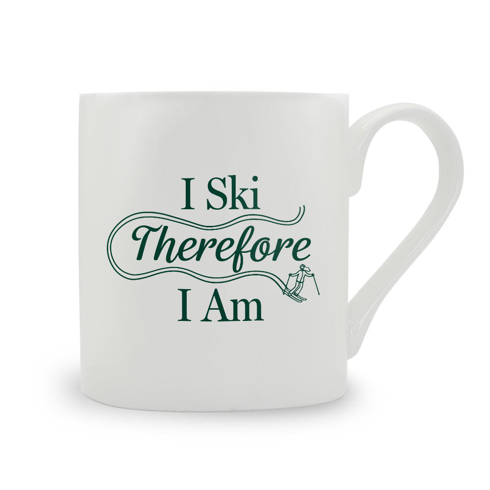 I Ski Therefore I Am Bone China Mug