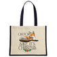 Wild Giggles For Fox Sake, It's Christmas Cream & Navy Jute Bag