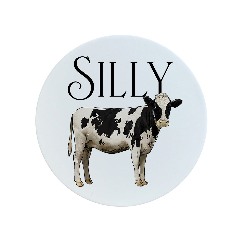 Wild Giggles Silly Cow Circular Ceramic Coaster