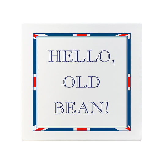 Terribly British Hello, Old Bean! Square Ceramic Coaster