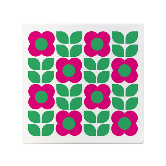 Retro Pattern 4 Square Ceramic Coaster