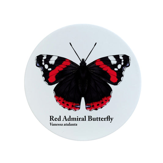 Nature's Delights Red Admiral Butterfly Circular Ceramic Coaster