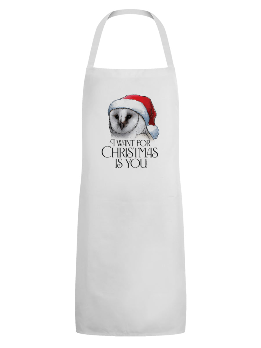 Wild Giggles Owl I Want For Christmas Is You Apron