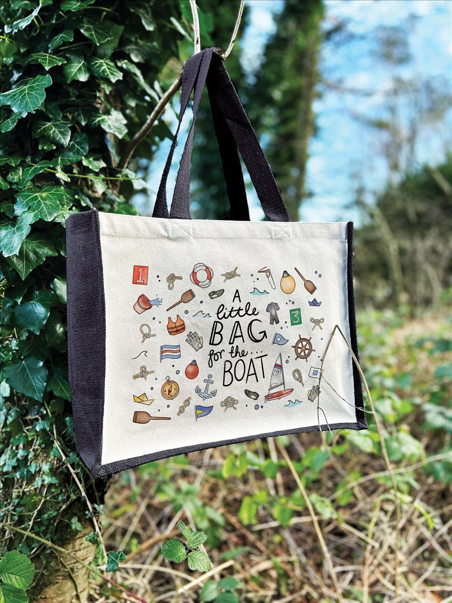 A Little Bag For The Boat Cream & Black Jute Bag
