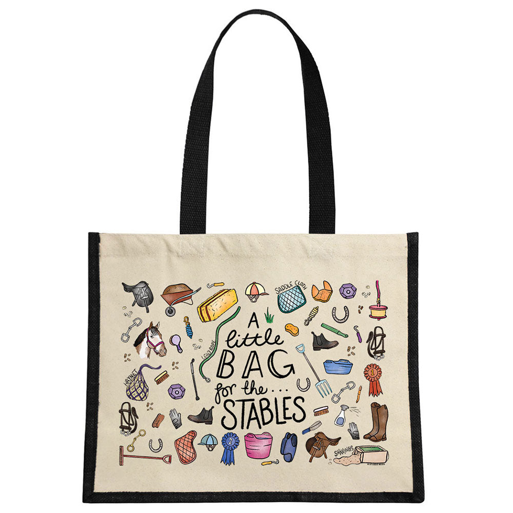 A Little Bag For The Stables Cream & Black Jute Bag