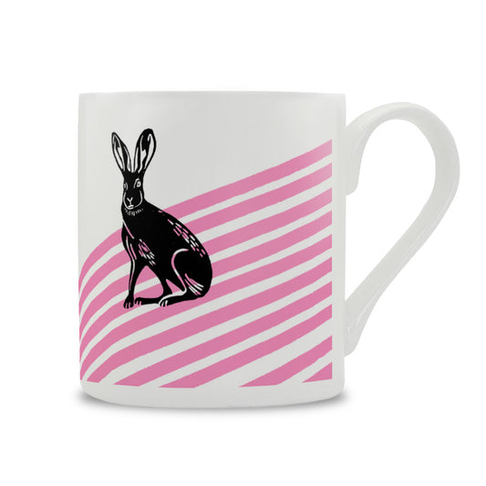 IzziRainey Pink Hare Large Bone China Mug