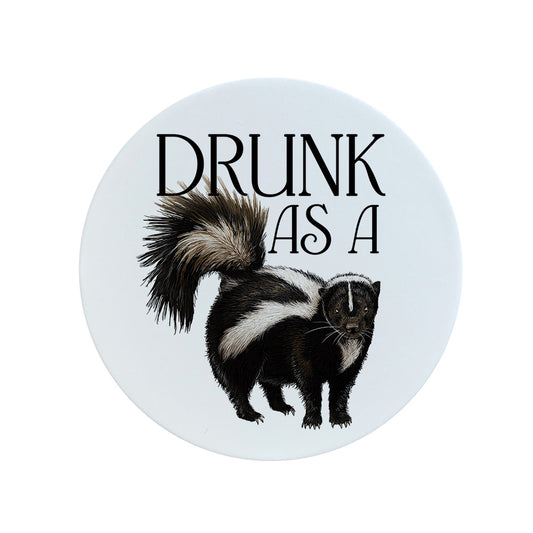Wild Giggles Drunk As A Skunk Ceramic Coaster