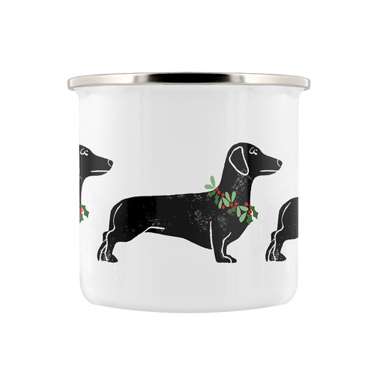 IzziRainey Sausage Dog Christmas Enamel Mug
