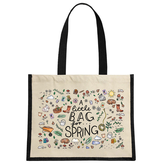 A Little Bag For Spring Cream & Black Jute Bag