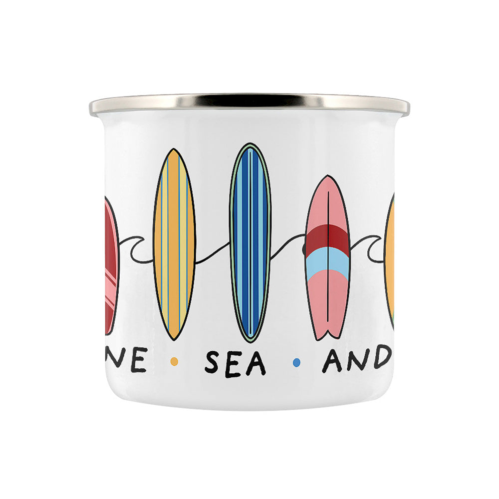 By The Seaside - Sunshine Sea And Surf Enamel Mug