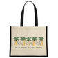 By The Seaside - Palm Trees & Open Breeze Cream & Black Jute Bag