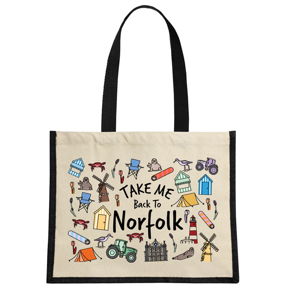 Take Me Back To Norfolk Cream & Black Jute Bag