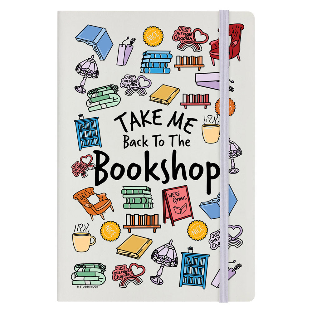 Take Me Back To The Bookshop Cream A5 Hard Cover Notebook