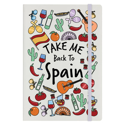 Take Me Back To Spain Cream A5 Hard Cover Notebook