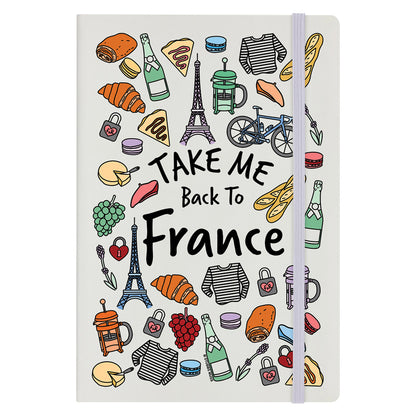Take Me Back To France Cream A5 Hard Cover Notebook
