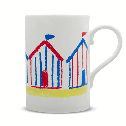 By The Seaside - Beach Huts Stripe Red/Blue Tall Mug
