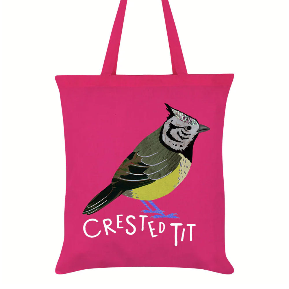 Crested Tit Hot Pink Tote Bag