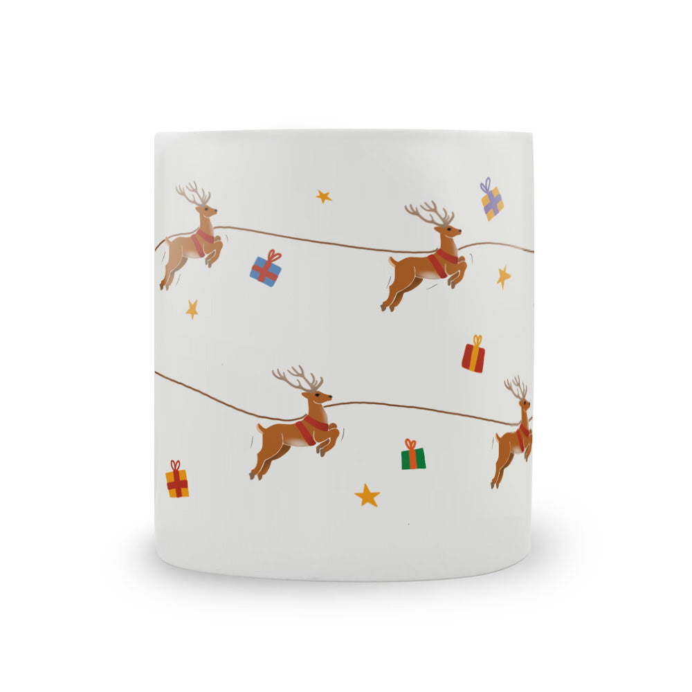 Santa and His Reindeer Large Bone China Mug - 350ml