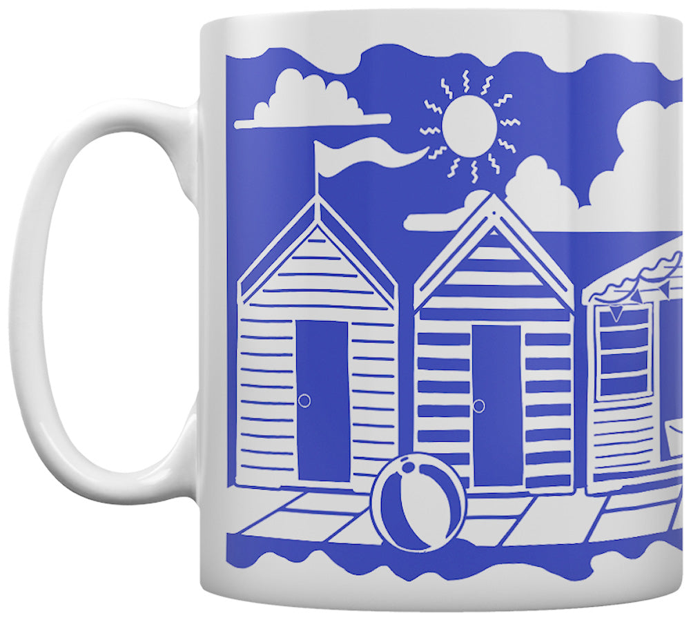 Etched In Nature - Beach Huts Block (Blue) Print Sublimation Mug