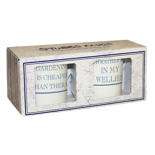Gardening Is Cheaper Than Therapy & I'd Rather Be In My Wellies 250ml Mug Gift Set - 2 Pack