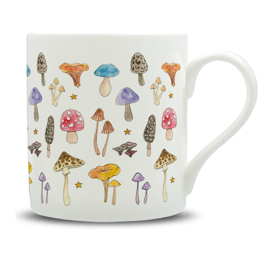 Mushrooms Watercolour Large Bone China Mug - 350ml