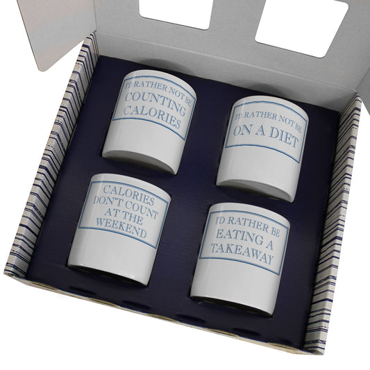 I'd Rather Not Be On A Diet 250ml Mug Gift Set - 4 Pack