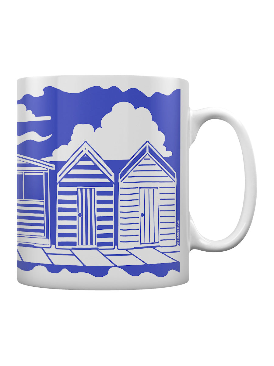 Etched In Nature - Beach Huts Block (Blue) Print Sublimation Mug